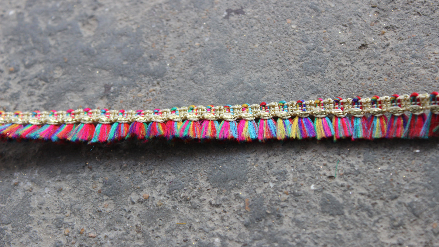 Rainbow Indian Borders and Laces Lace Ribbon Trim Lace Colorful Ribbon Indian Trim by the Yard Silk Ethnic Dress Lace Trim