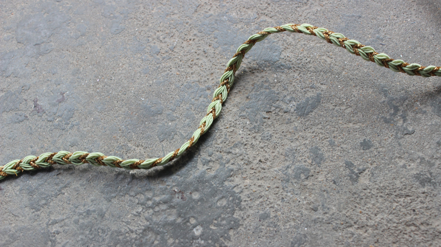 Green Indian Border Trim Braided Trim Lace Twisted Indian Trim by the Yard Silk Bohemian Festivals Embellished Border Trim Lace