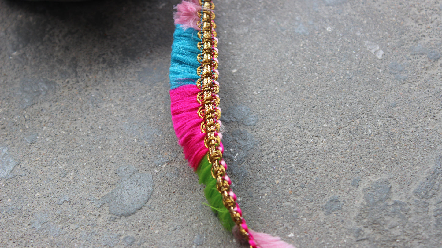 Pink Indian Trim and Border Fringe Trim Lace Fringe border Indian Trim by the Yard Polyester Boho Decoration Embellished Border Trim Lace