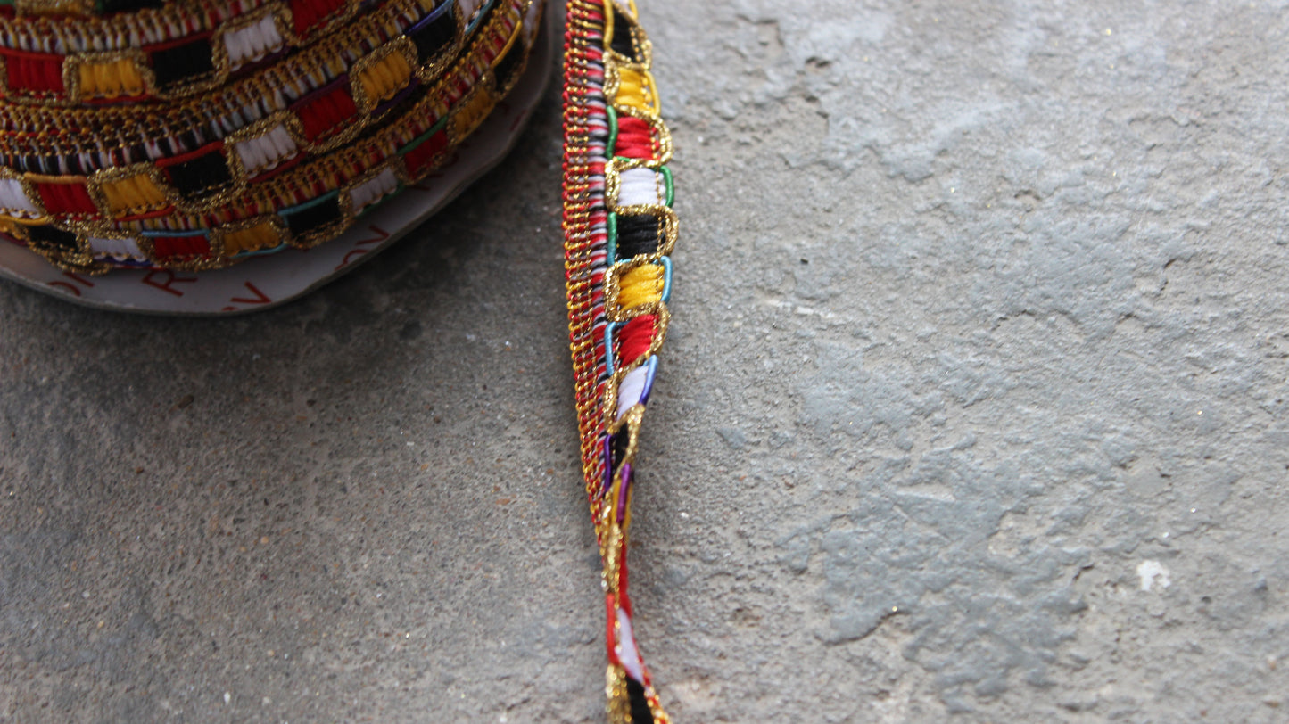 Yellow Indian Border Trim Embroidered Trim Lace Mesh Trim by Yard Polyester Boho Wedding Décor Embellished Lace Journals Trim Lace