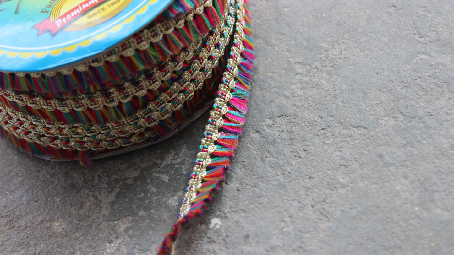 Rainbow Indian Borders and Laces Lace Ribbon Trim Lace Colorful Ribbon Indian Trim by the Yard Silk Ethnic Dress Lace Trim