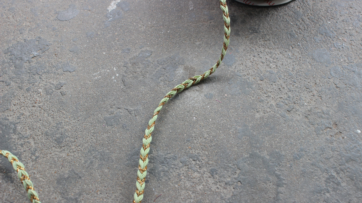 Green Indian Border Trim Braided Trim Lace Twisted Indian Trim by the Yard Silk Bohemian Festivals Embellished Border Trim Lace