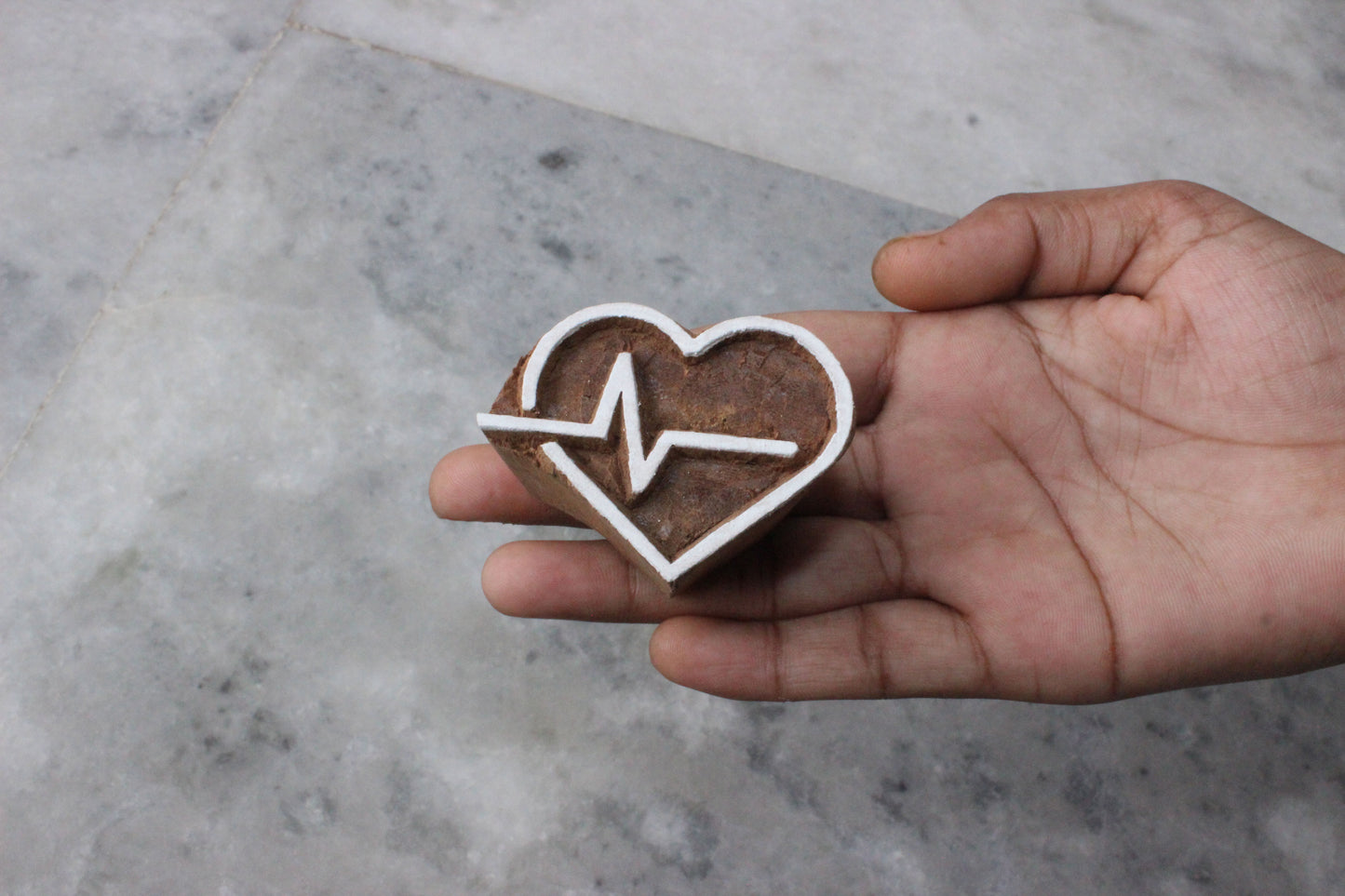 Heart Block Print Stamp Hand Carved Wood Block Stamp Love Block Print Stamp Indian Textile Printing Block For Printing Pulse Soap Stamp Traditional Wooden Block