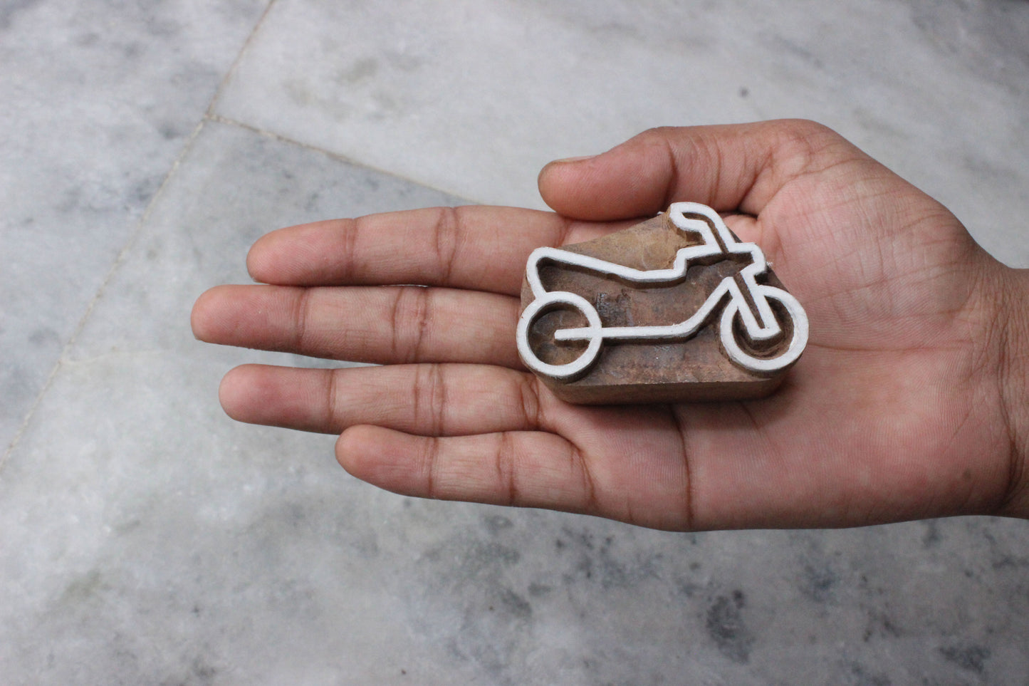 Bike Stamp Hand Carved Wood Block Stamp Vehicle Fabric Stamp Hand Carved Textile Printing Block For Printing Indian Soap Stamp Traditional Wooden Printing Block