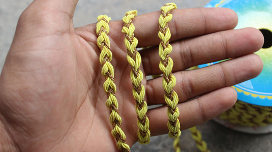 Yellow Indian Trim and Border thread emroidered Trim from India Twisted Indian Trim by the Yard Polyester Boho Festival Dress Lace Trim