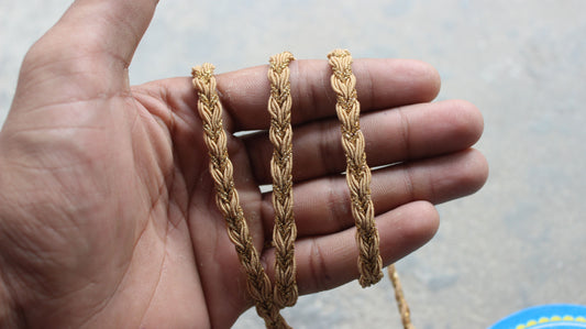 Brown Indian Borders and Laces Golden Zari Trim from India Twisted Trim by Yard Silk Boho Decoration Embellished Lace Trim Lace