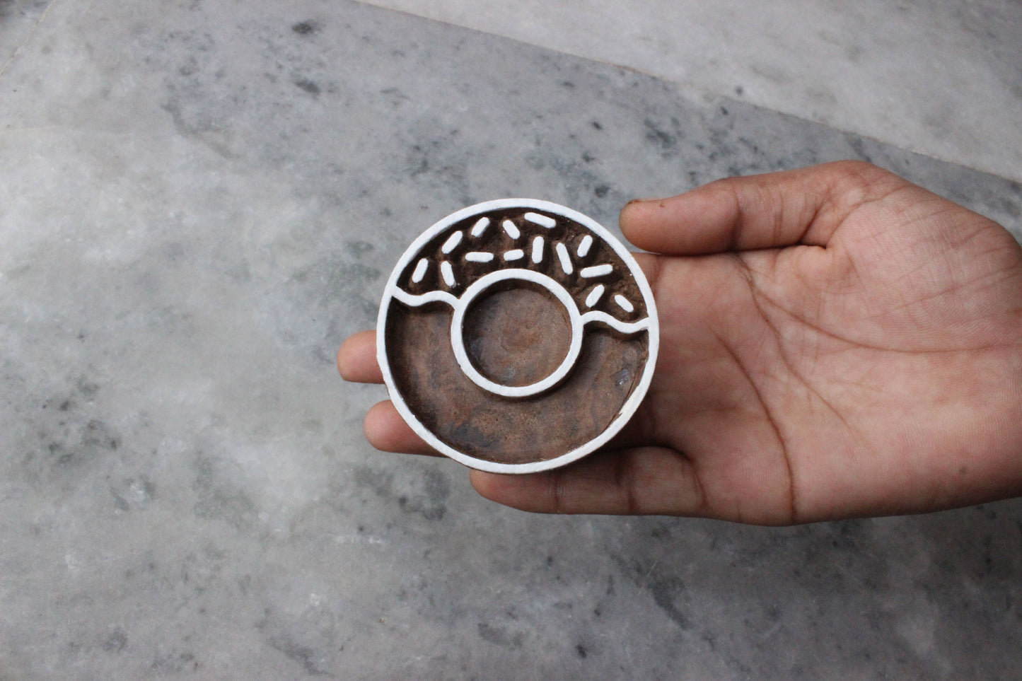 Donut Wood Block Stamp Indian Stamp Circle Block Print Stamp Indian Textile Block For Printing Hand Carved Soap Stamp Traditional Textile Block