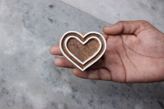 Heart Stamp Indian Fabric Stamp Love Block Print Stamp Carve Wooden Stamp For Printing Indian Soap Stamp Traditional Wooden Printing Block