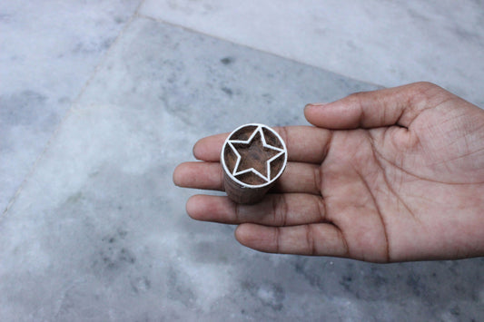 Star Stamp Indian Fabric Stamp Round Fabric Stamp Carve Textile Block For Printing Medal Soap Making Stamp Traditional Wooden Block