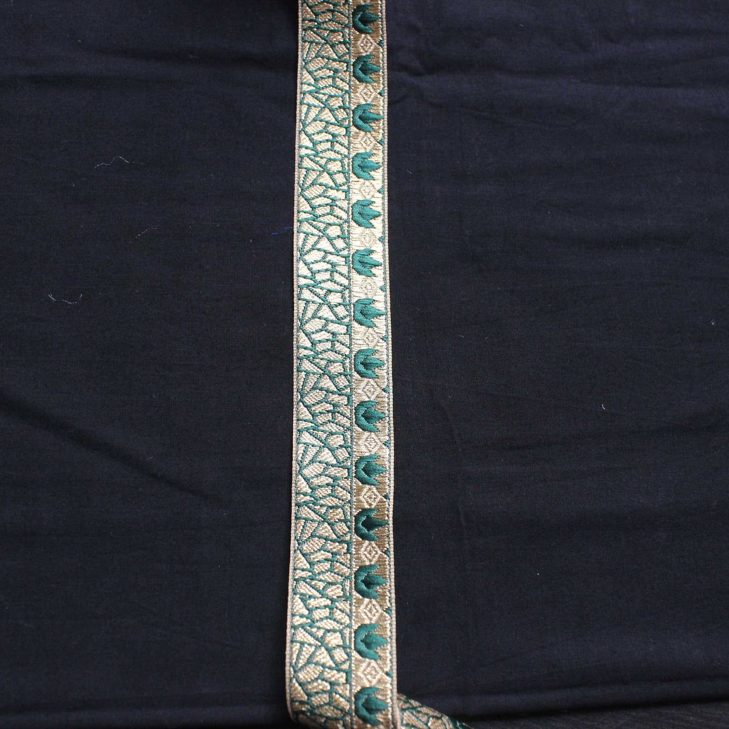 Green Indian Border Trim Brocade Trim From India Geometric Trim by Yard Silk Ethnic Blouse Embellished Border Trim For Curtains Trim Lace