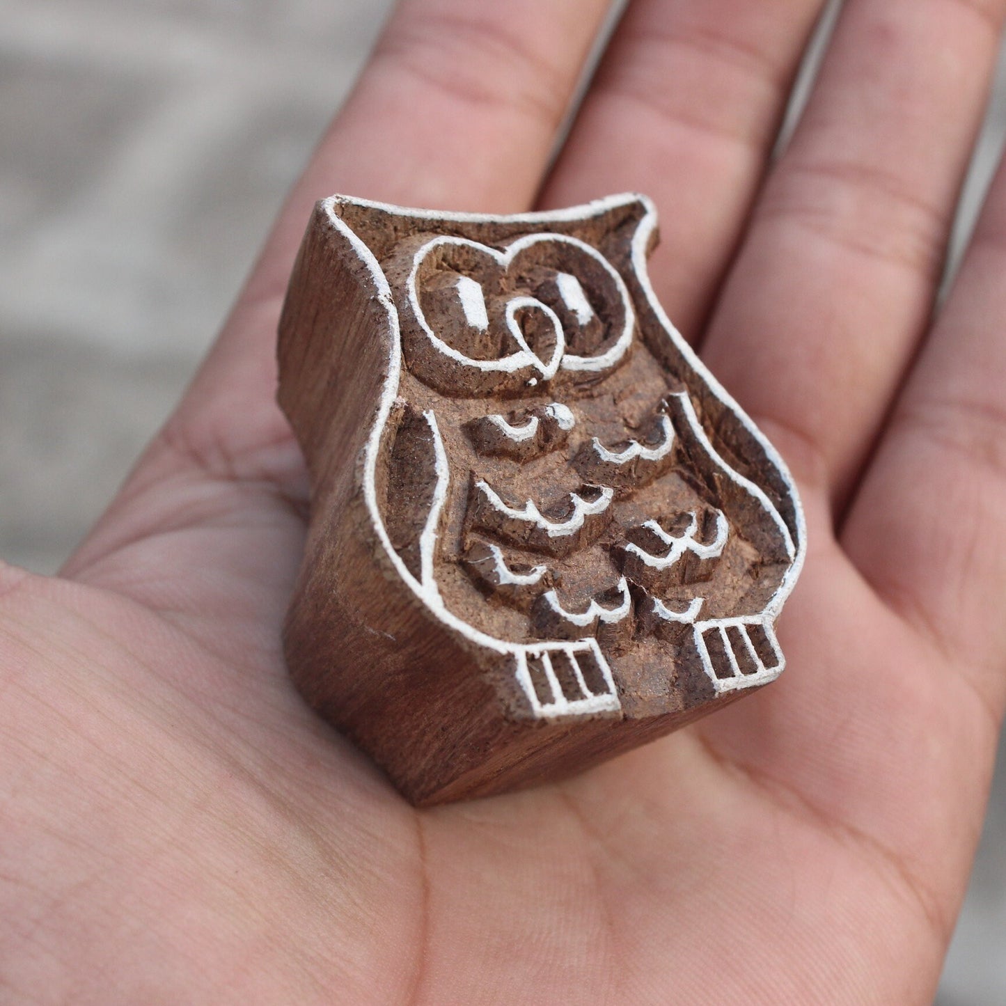 Artistic and Authentic Owl Hand Carved Indian Wood Stamp for Textile Printing and Personalized Crafts,  Bird Fabric Block Print Stamp