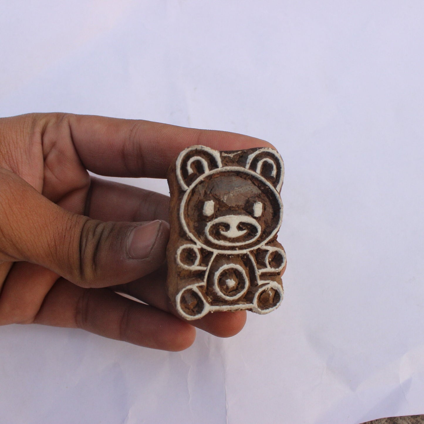 Artistic Teddy Bear Wood Stamps For Textile Printing Handcrafted And Personalized Cartoon Wood Block Printing