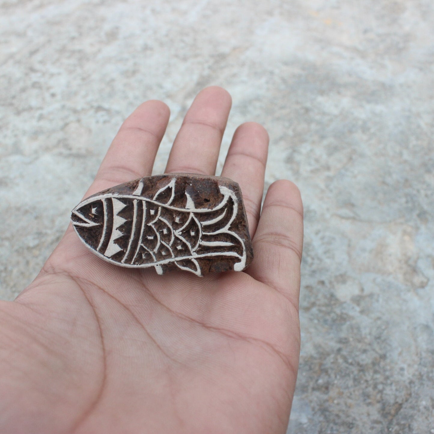 Fish Wooden Print Stamp Indian Aquatic Block Print Stamp Wood Block Stamp Sea Block Print Stamp Fabric Block Stamp Textile Printing Block