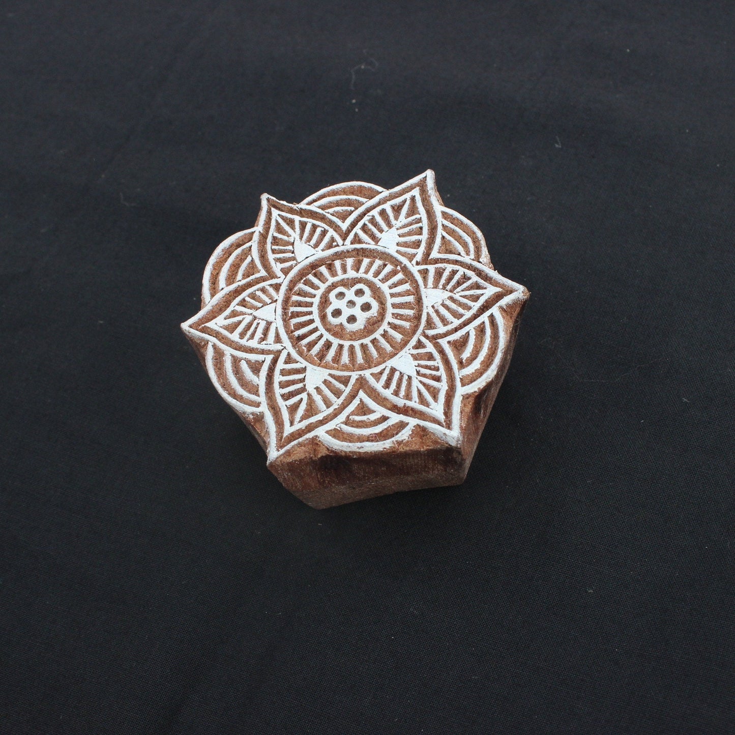 Floral Block Print Stamp Hand Carved Stamp Lotus Fabric Stamp Hand Carved Textile Printing Block For Printing Mandala Soap Making Stamp