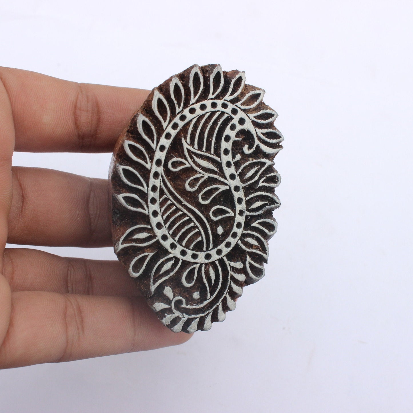 Paisley Stamp Carve Wooden Stamp Carve Block Soap Stamp Hand Carved Fabric Stamp Floral Fabric Stamp For Printing Traditional Textile Block