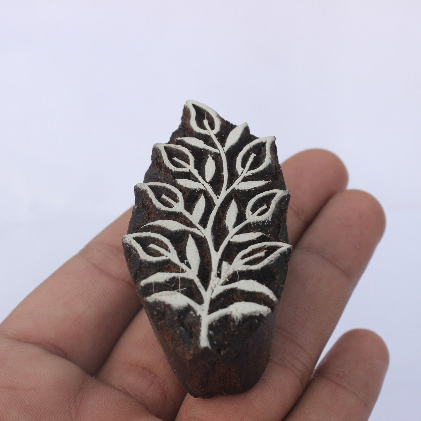 Floral Print Stamp Fern Print Stamp Traditional Wooden Block Indian Wood Block Stamp Carve Textile Block For Printing Branch Soap Stamp