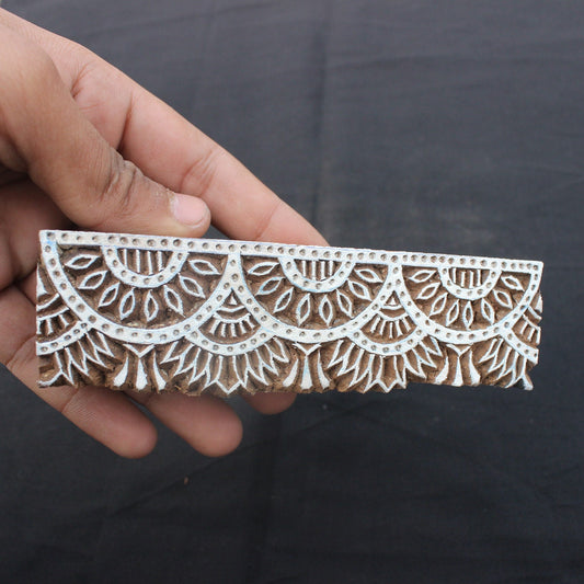 Geometric Border Block Print Stamp Floral Border Wood Block Stamp Hand Carved Stamp Indian Textile Printing Block For Printing Floral Border