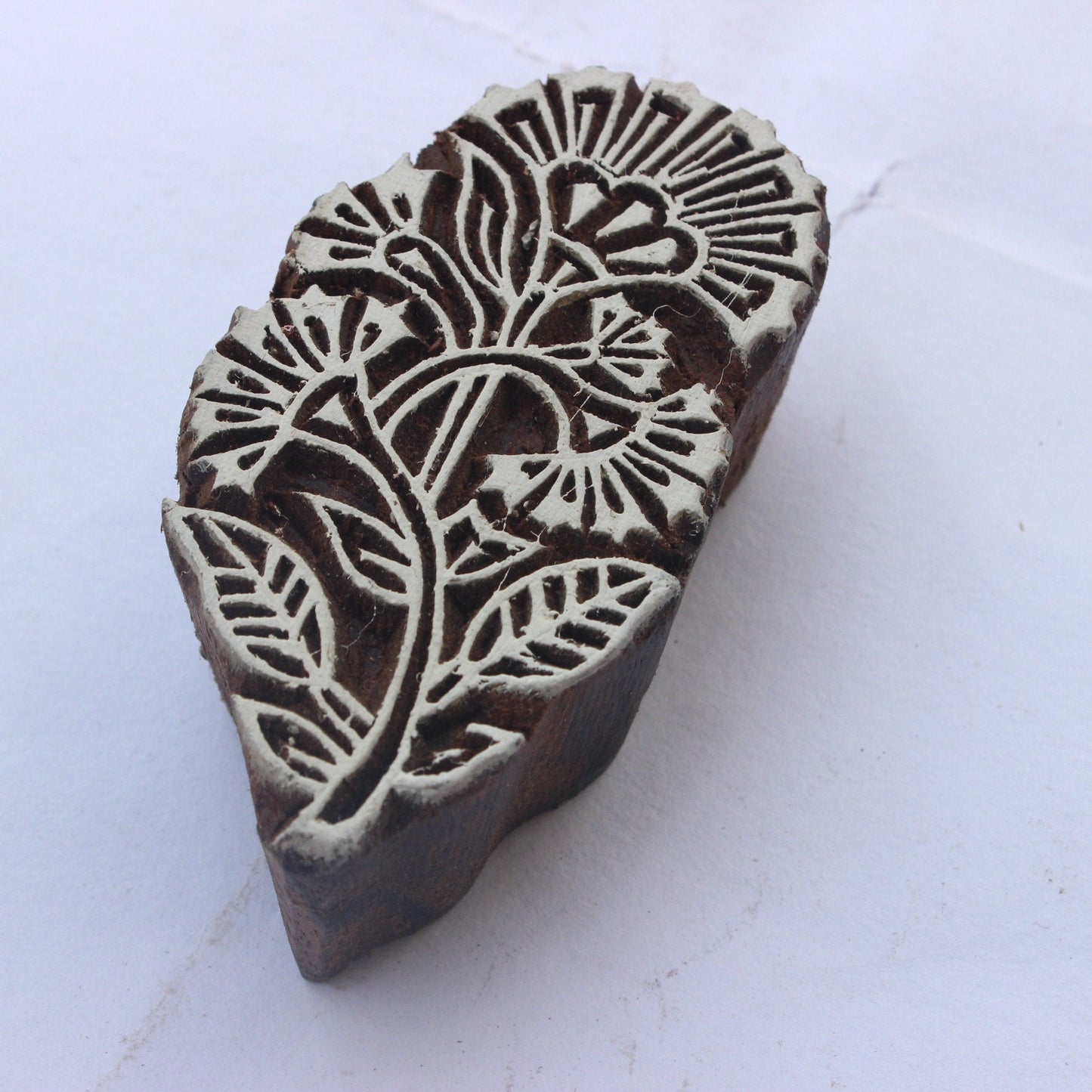 Floral Block Stamp Paisley Wooden Block Stamp Indian Fabric Stamp Flower Wood Block Stamp Indian Textile Block For Printing Fern Soap Stamp