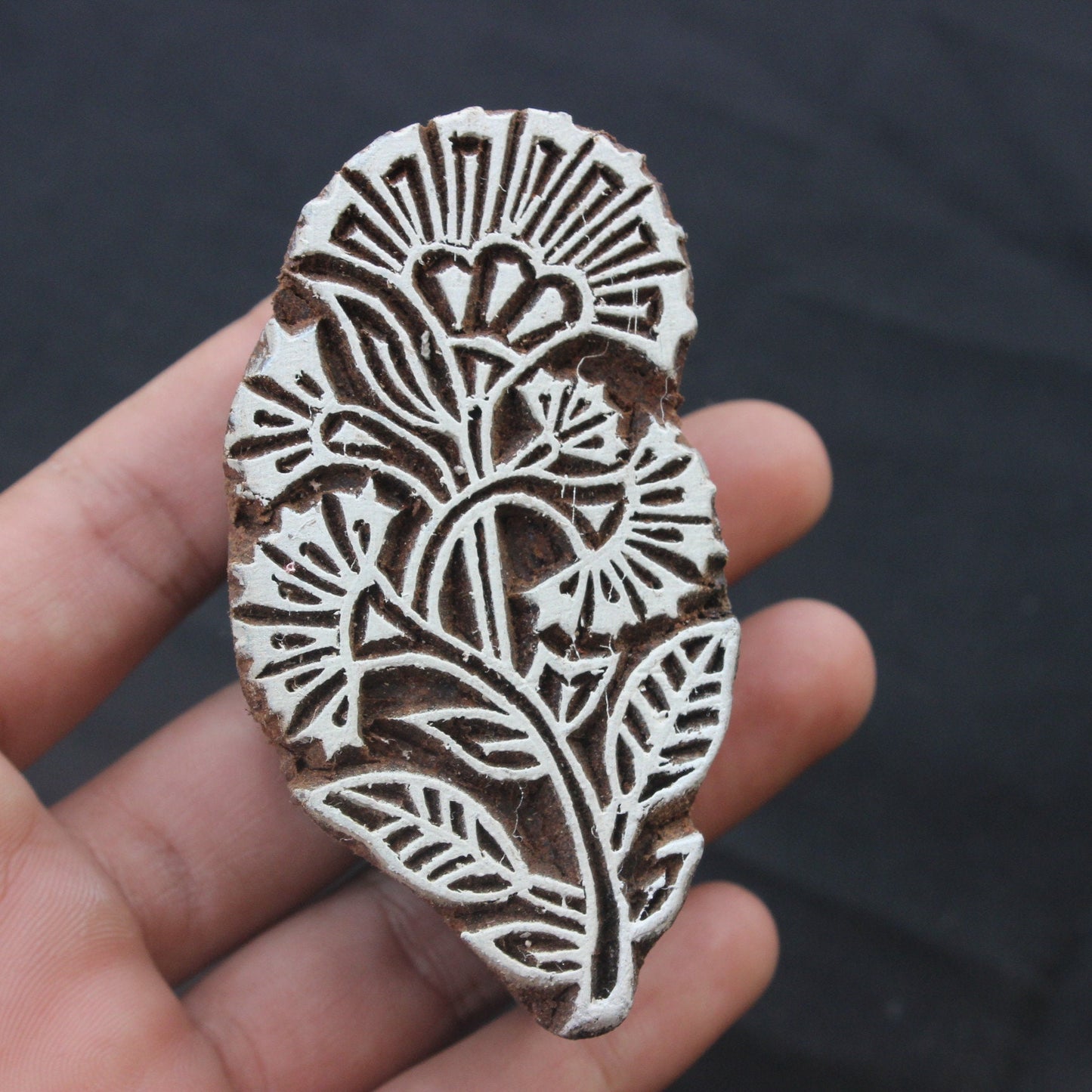 Floral Block Stamp Paisley Wooden Block Stamp Indian Fabric Stamp Flower Wood Block Stamp Indian Textile Block For Printing Fern Soap Stamp