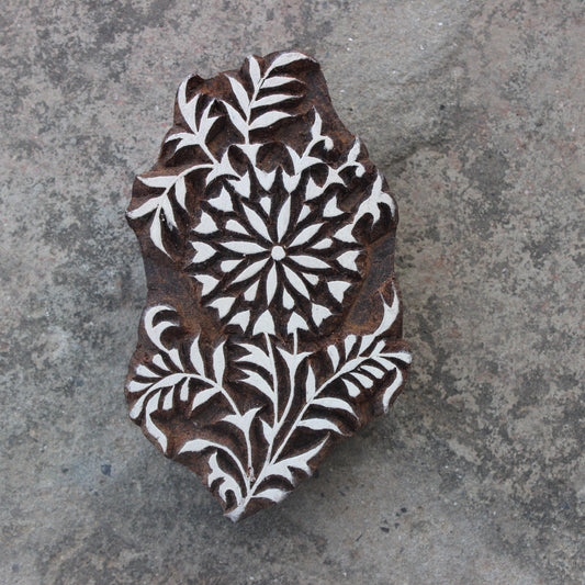 Hand Carved Fabric Block Stamp Paisley Soap Making Block Print Stamp Hand Carved Textile Printing Block For Printing Flower Wood Block Stamp