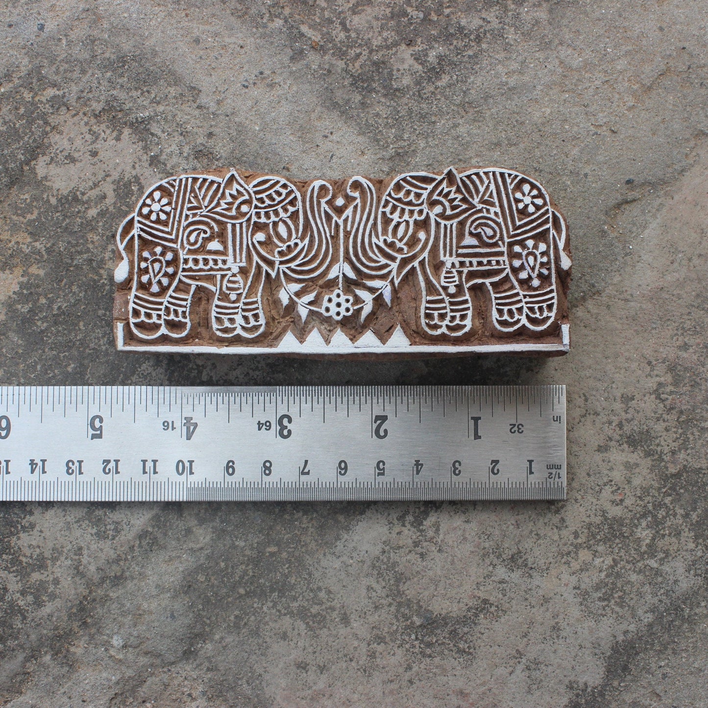 Elephant Fabric Stamp Indian Fabric Stamp Elephant Pair Wood Block Stamp Carve Textile Block For Printing Hand Carved Soap Making Stamp