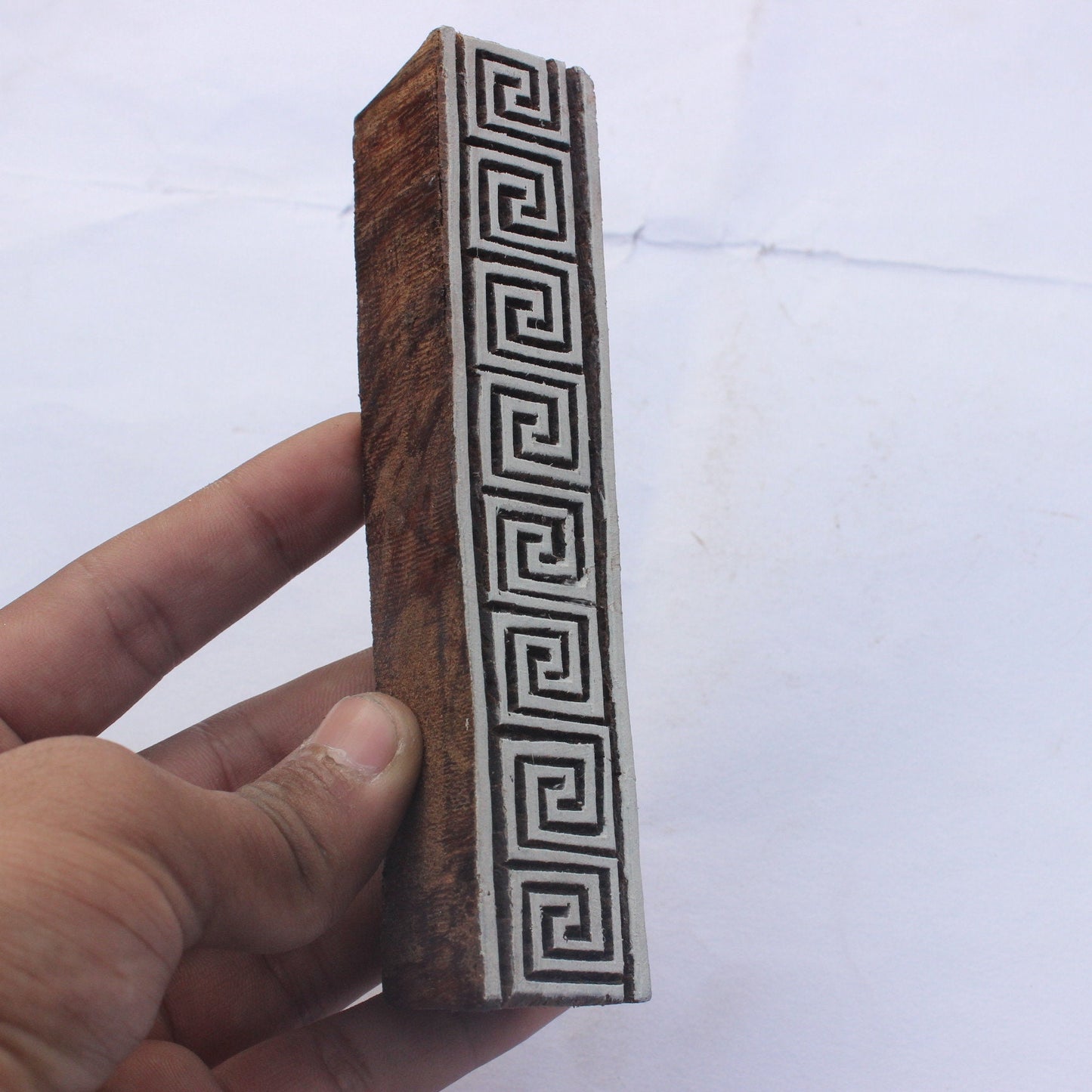 Celtic Border Fabric Stamp Indian Block Print Stamp Spiral Soap Stamp Geometric Square Wood Block Stamp Carve Wooden Stamp For Printing