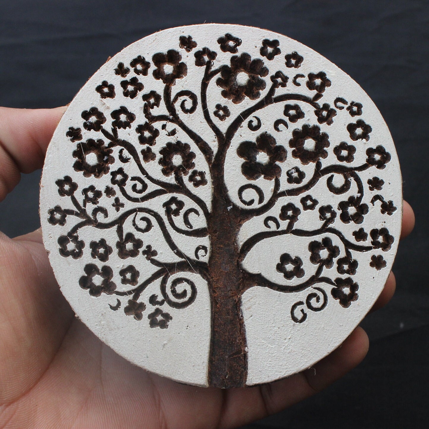 Tree Of Life Wood Block Print Stamp Hand Carved Stamp Tree Block Print Stamp Hand Carved Textile Block For Printing Floral Tree Soap Stamp