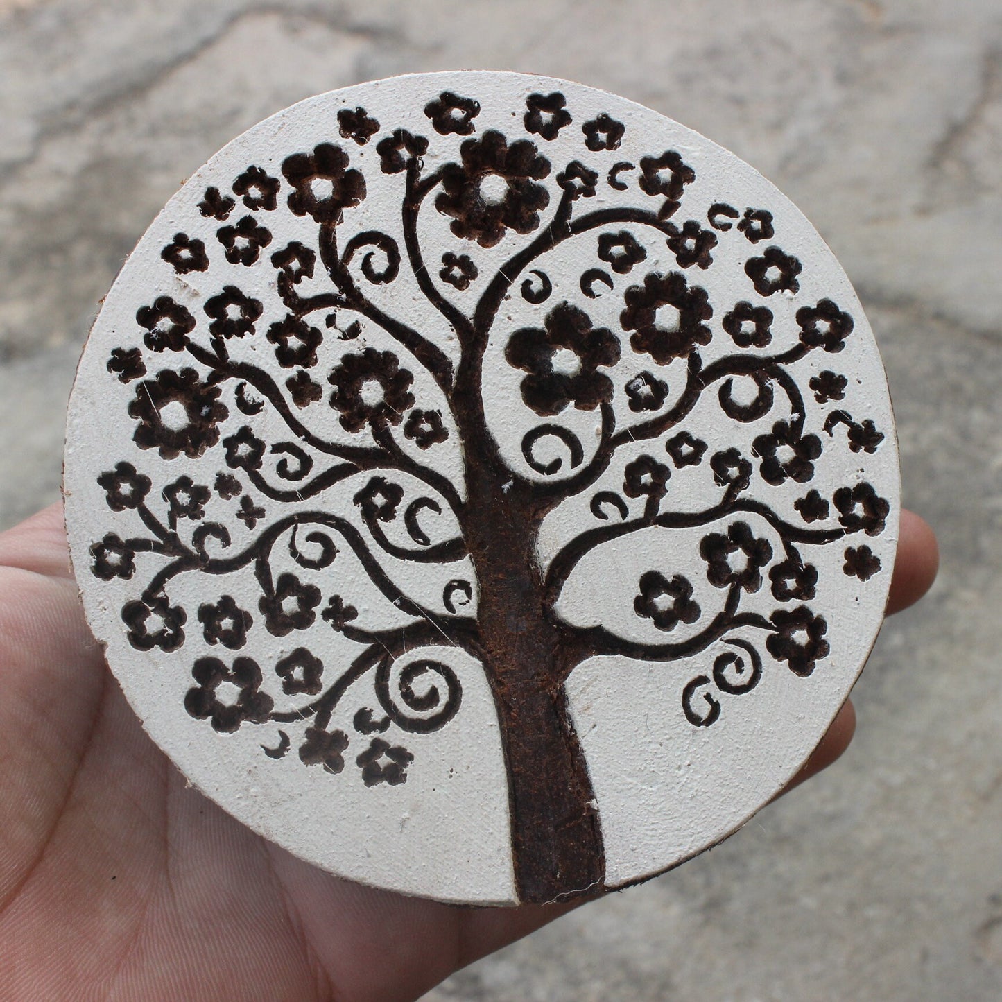 Tree Of Life Wood Block Print Stamp Hand Carved Stamp Tree Block Print Stamp Hand Carved Textile Block For Printing Floral Tree Soap Stamp