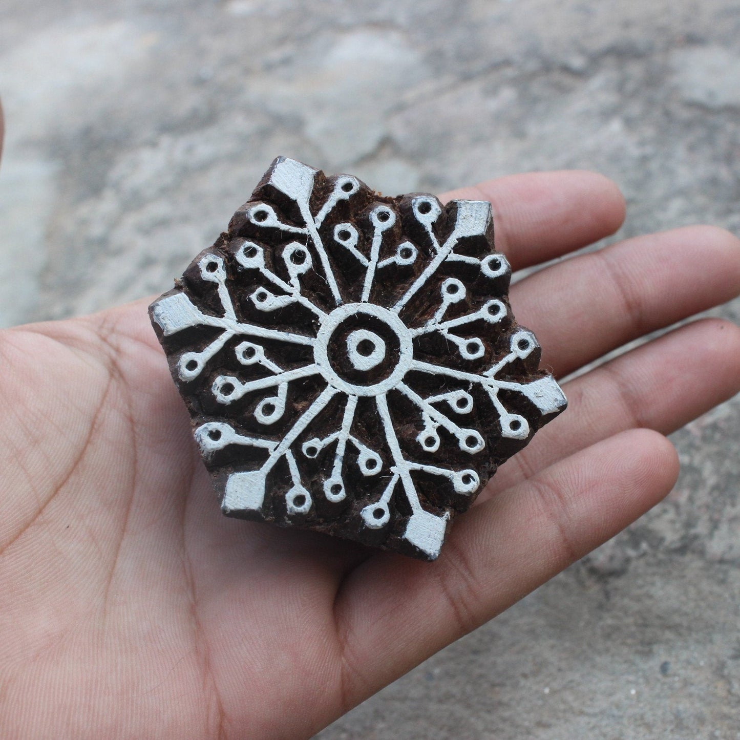 Handcrafted Snowflakes Textile Printing Blocks Unique Indian Wood Stamps Christmas Stamps Art And Collectibles Stamp Blocks