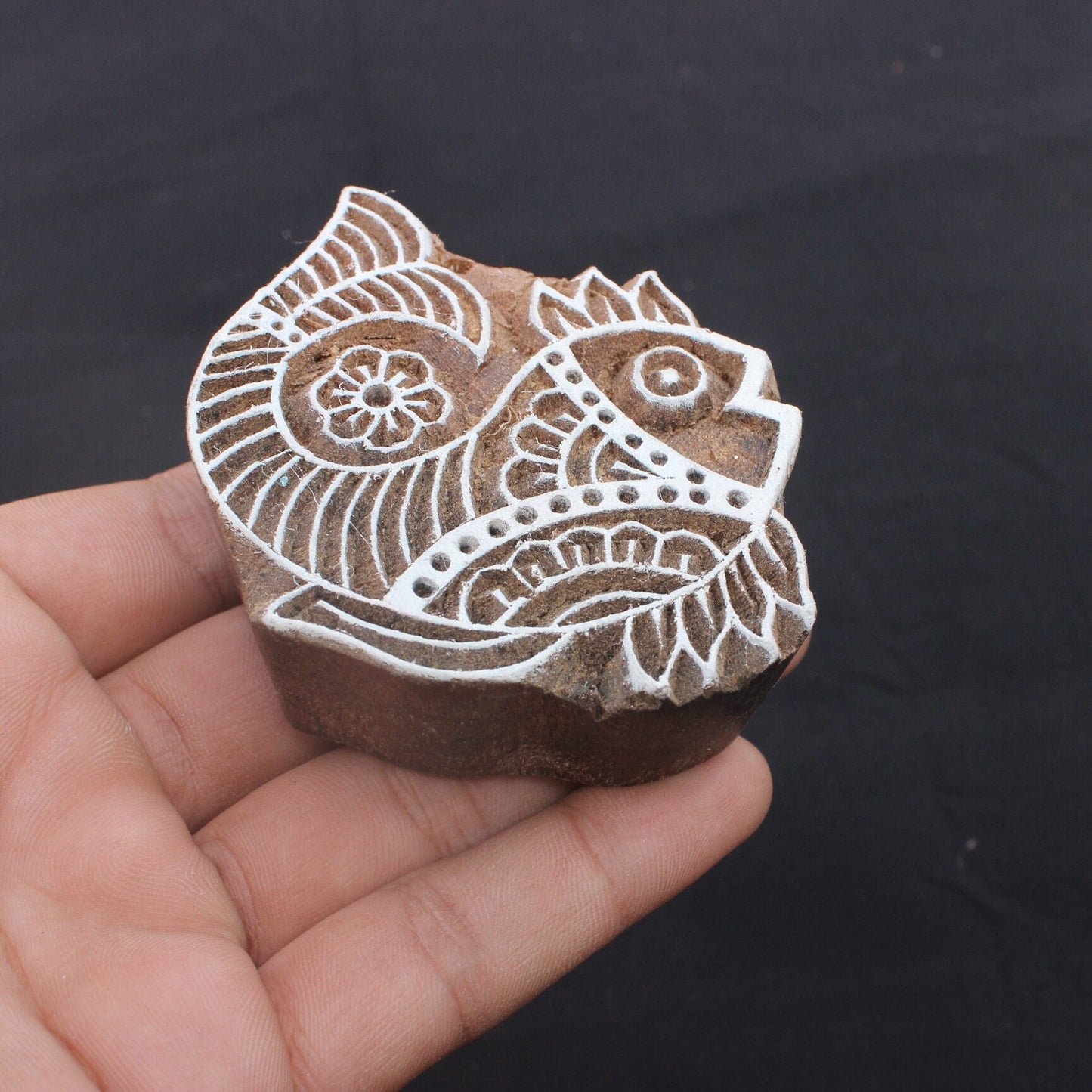 Fish Block Print Stamp Indian Fabric Stamp Aquatic Fabric Stamp Carve Textile Block For Printing Hand Carve Soap Stamp Traditional Textile