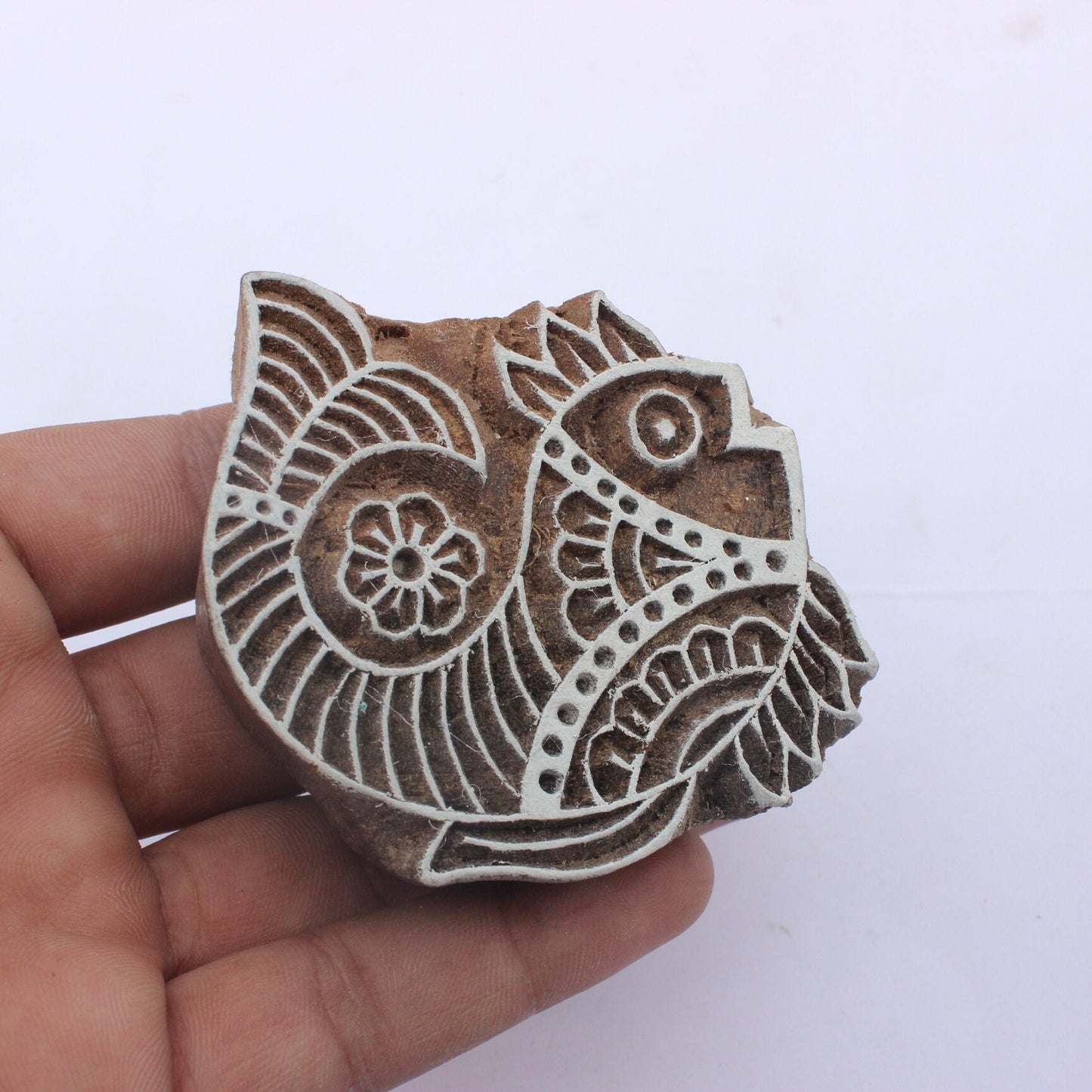 Fish Block Print Stamp Indian Fabric Stamp Aquatic Fabric Stamp Carve Textile Block For Printing Hand Carve Soap Stamp Traditional Textile