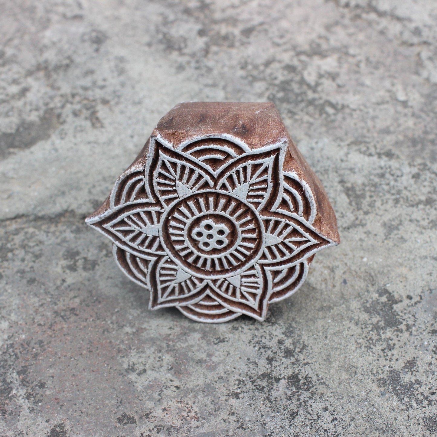 Floral Block Print Stamp Hand Carved Stamp Lotus Fabric Stamp Hand Carved Textile Printing Block For Printing Mandala Soap Making Stamp