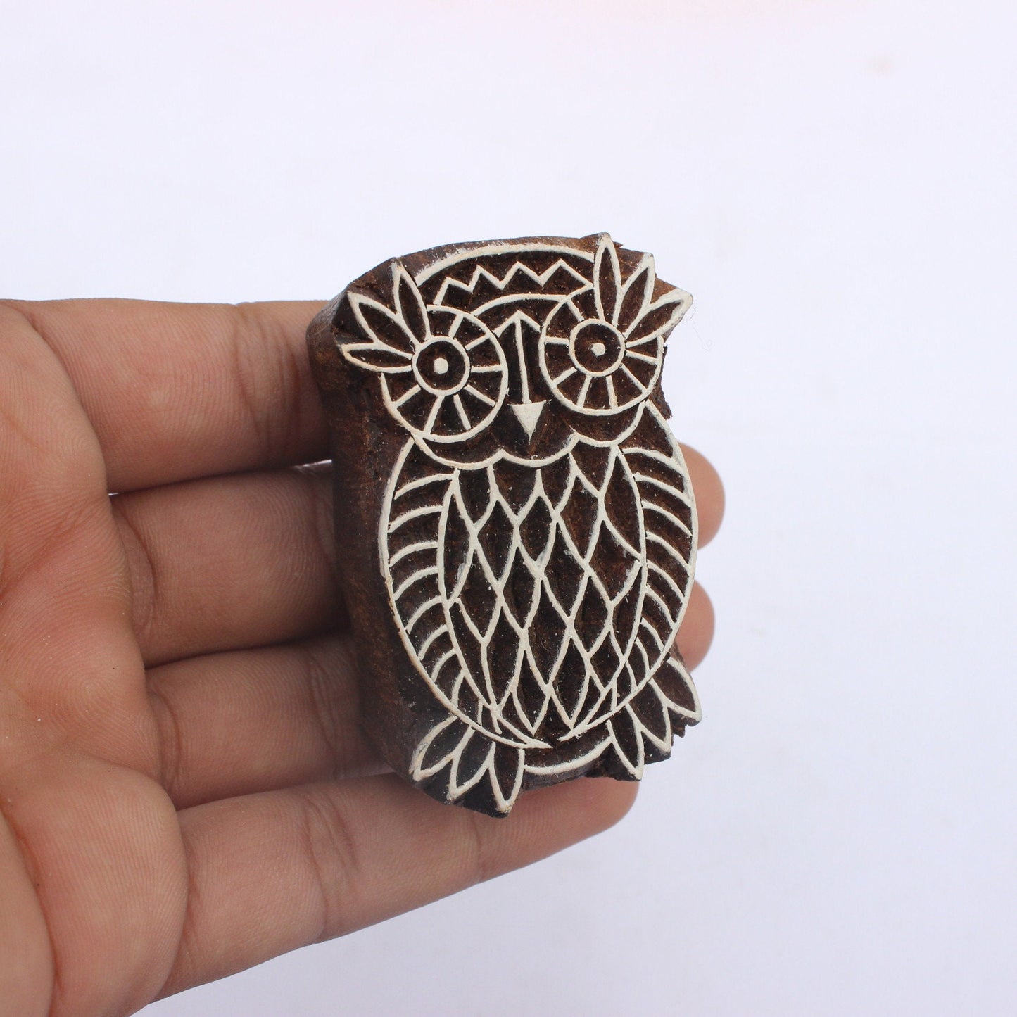 Owl Hand Carved Block Print Stamp Bird Block Print Stamp Textile Block Print Stamp Textile Block Printing Hippie Paper Stamp Soap Stamp