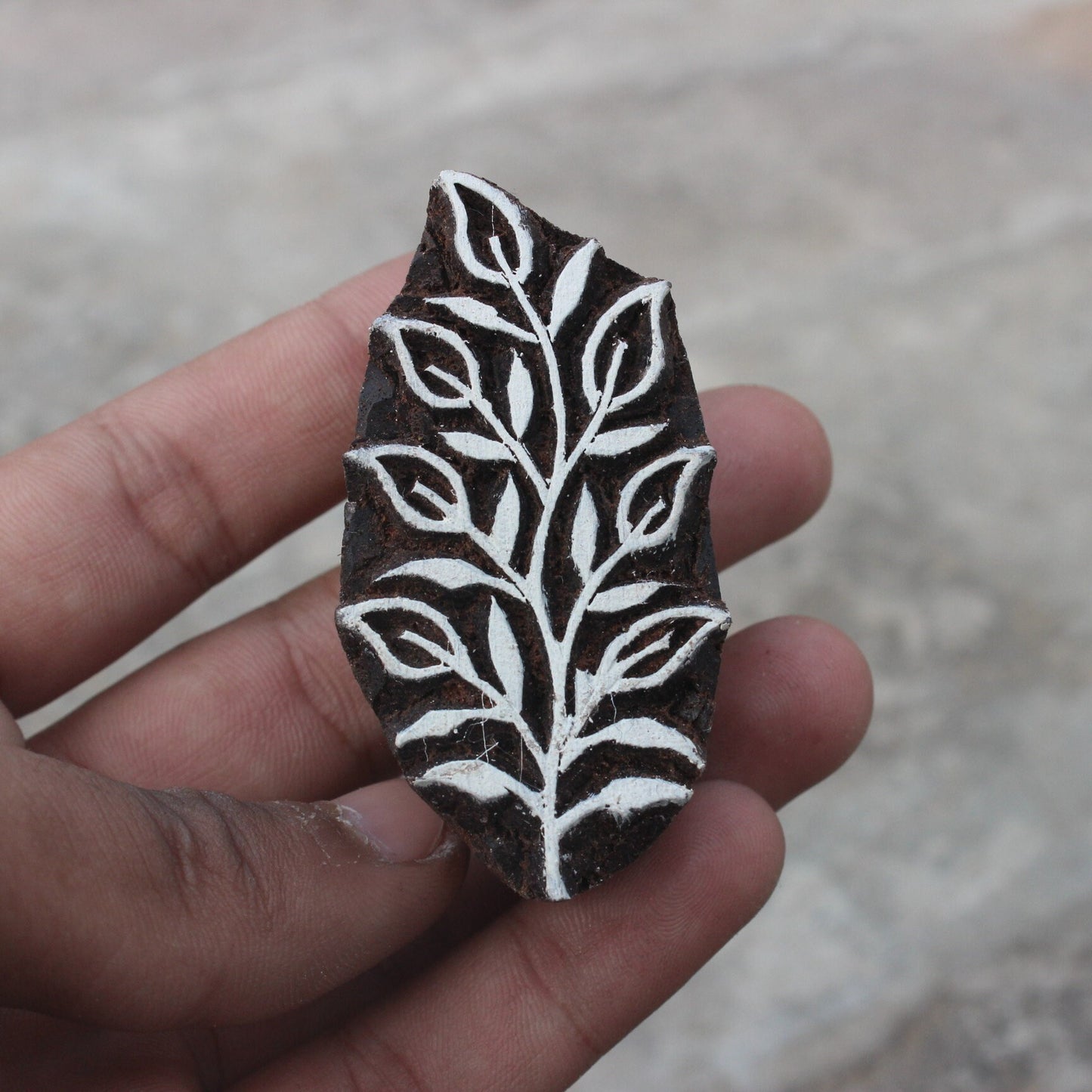 Floral Print Stamp Fern Print Stamp Traditional Wooden Block Indian Wood Block Stamp Carve Textile Block For Printing Branch Soap Stamp