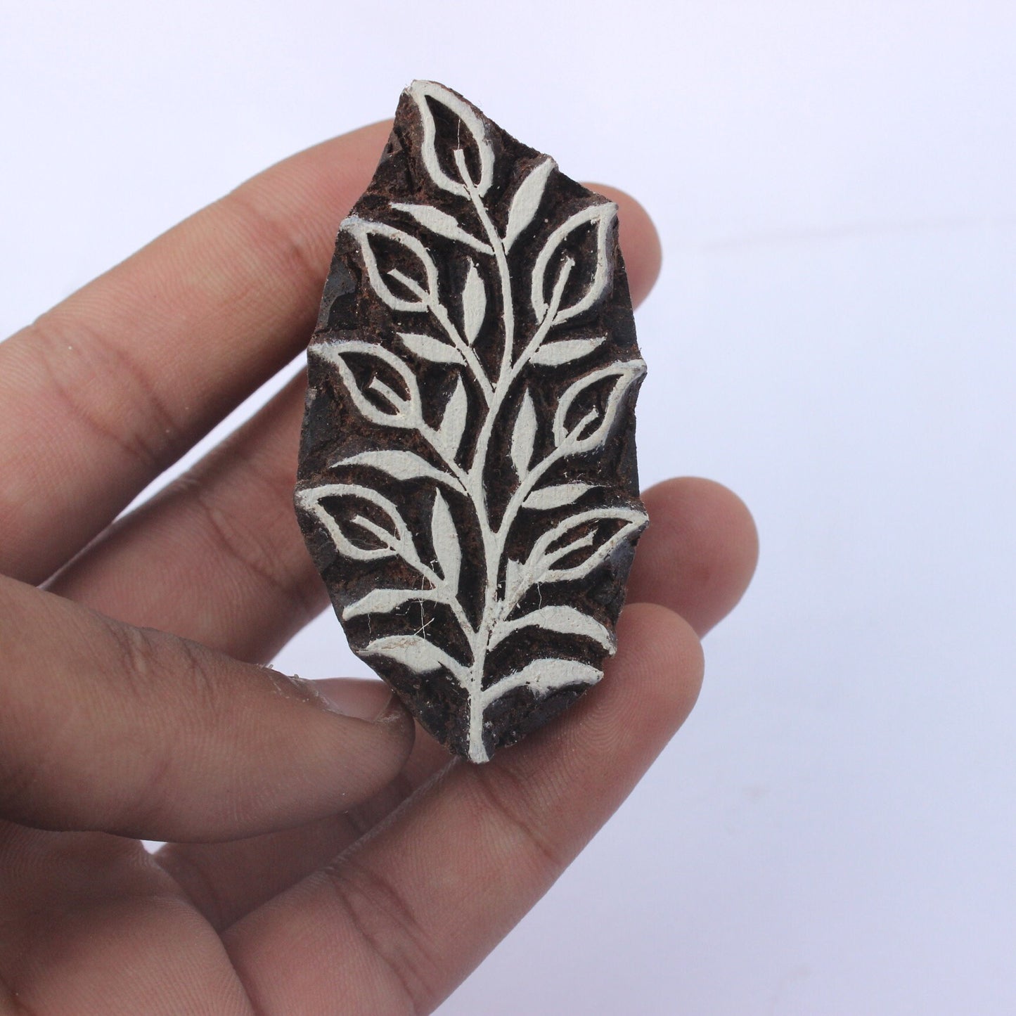 Floral Print Stamp Fern Print Stamp Traditional Wooden Block Indian Wood Block Stamp Carve Textile Block For Printing Branch Soap Stamp