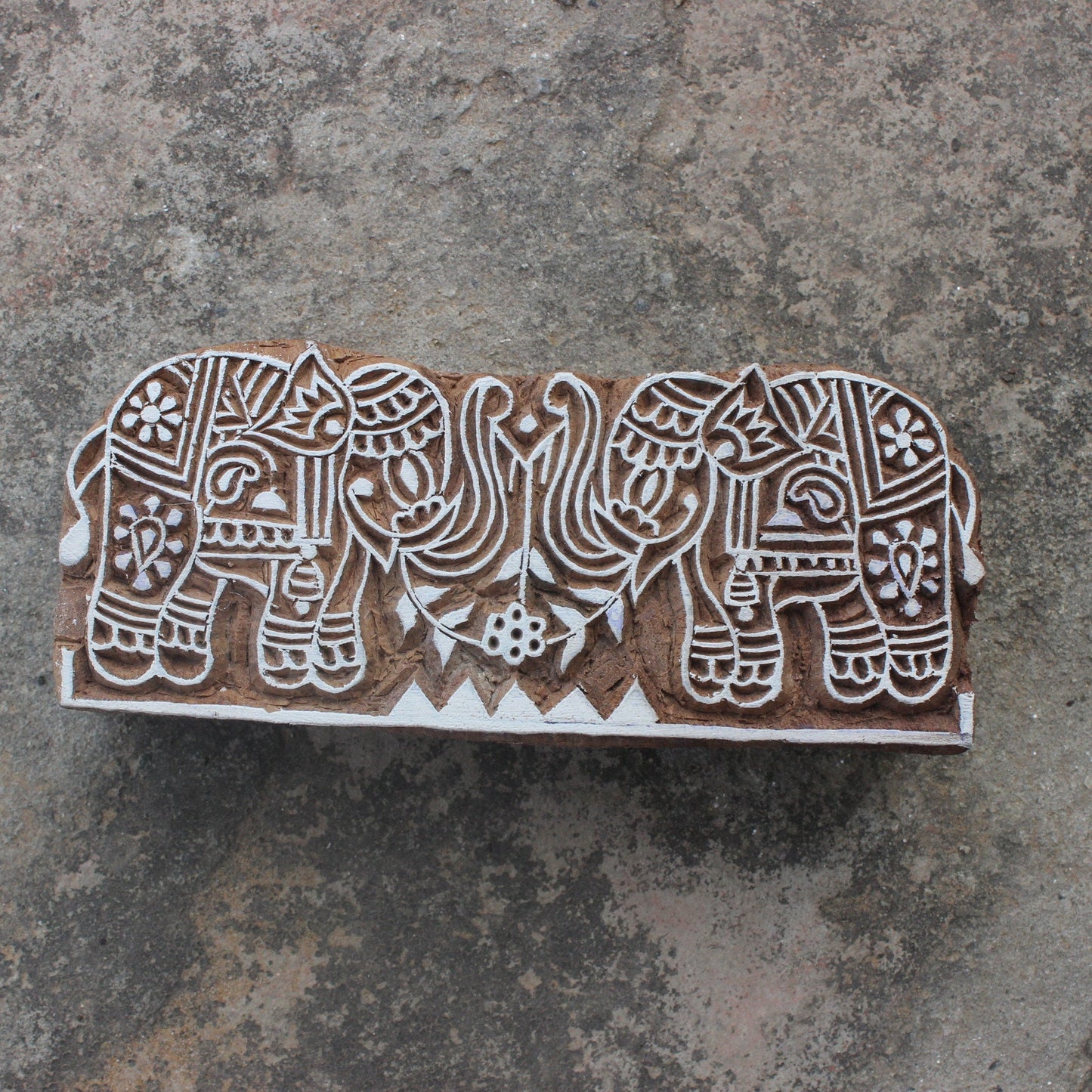 Elephant Fabric Stamp Indian Fabric Stamp Elephant Pair Wood Block Stamp Carve Textile Block For Printing Hand Carved Soap Making Stamp