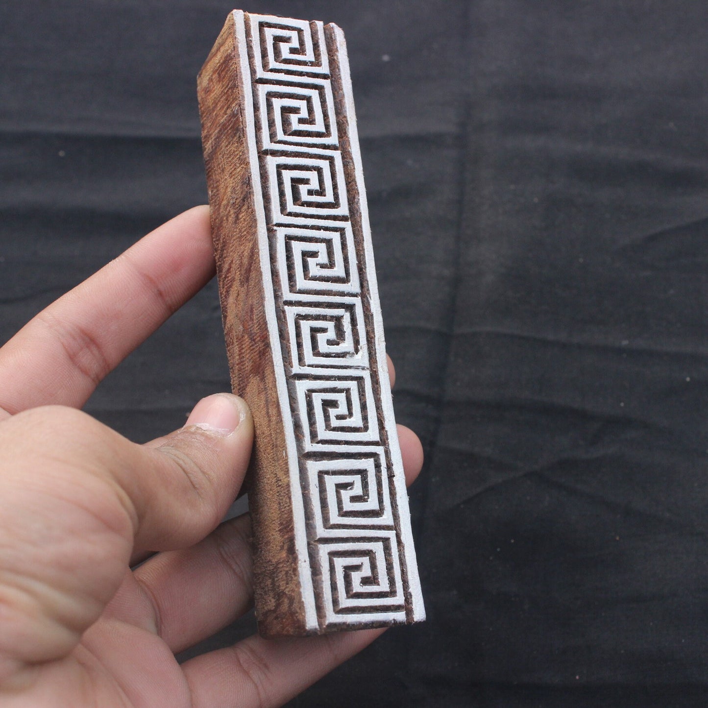 Celtic Border Fabric Stamp Indian Block Print Stamp Spiral Soap Stamp Geometric Square Wood Block Stamp Carve Wooden Stamp For Printing