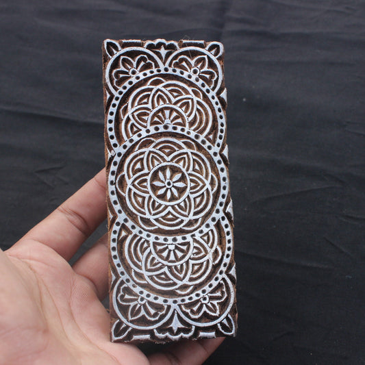 Flower Of Life Border Block Print Stamp Hand Carved Stamp Mandala Border Block Print Stamp Indian Wooden Stamp For Printing Floral Border