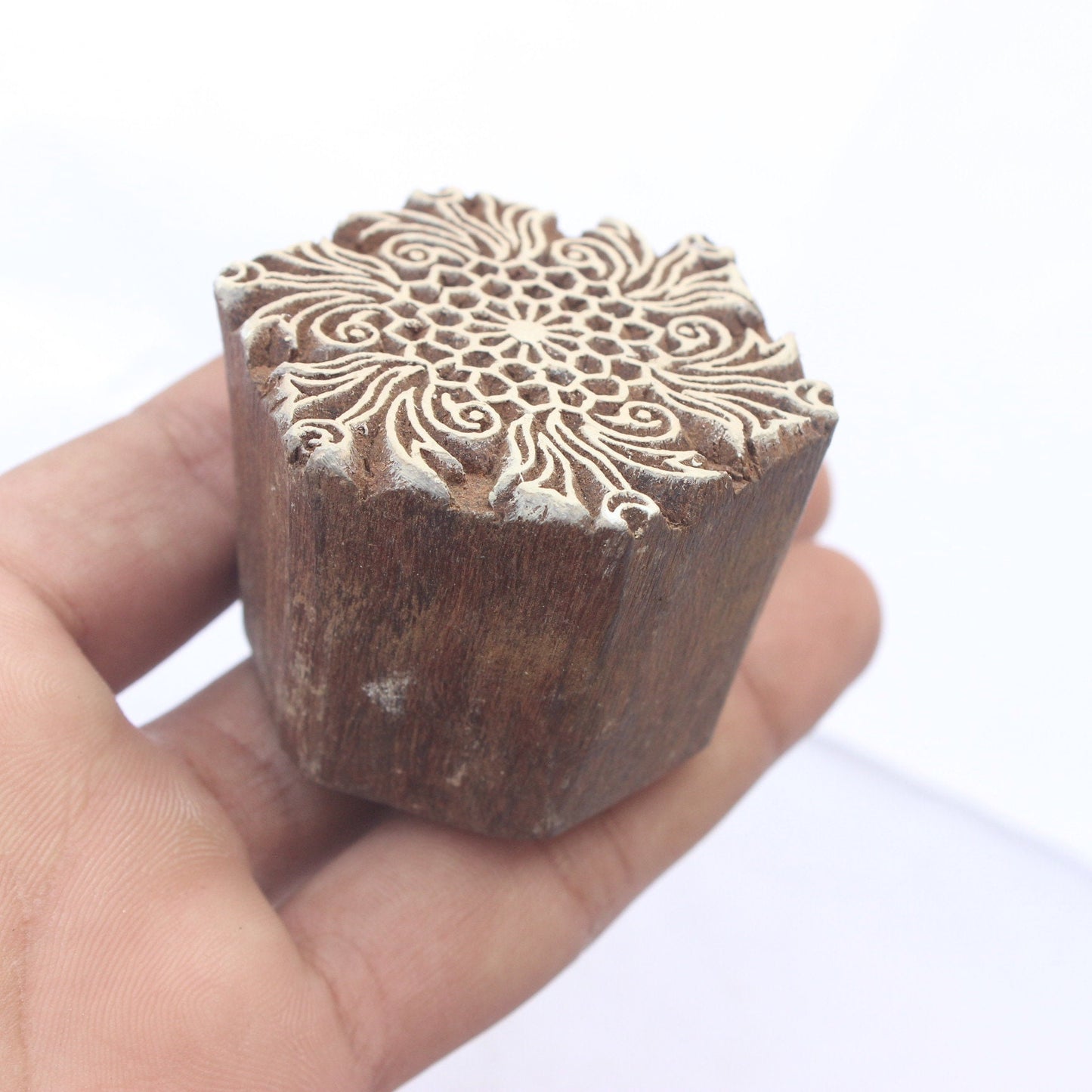 Mandala Block Print Stamp Indian Block Print Stamp Floral Stamp Indian Wooden Stamp For Printing Flower Soap Stamp Traditional Textile Block