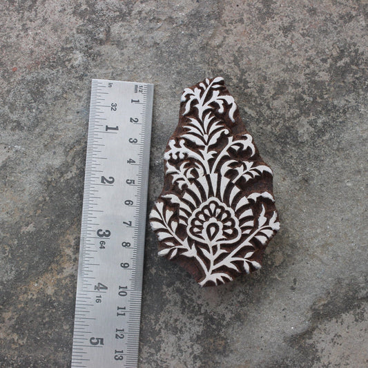 Flower Block Print Stamp Hand Carved Wood Block Stamp Floral Block Print Stamp Indian Textile Block For Printing Paisley Soap Making Stamp