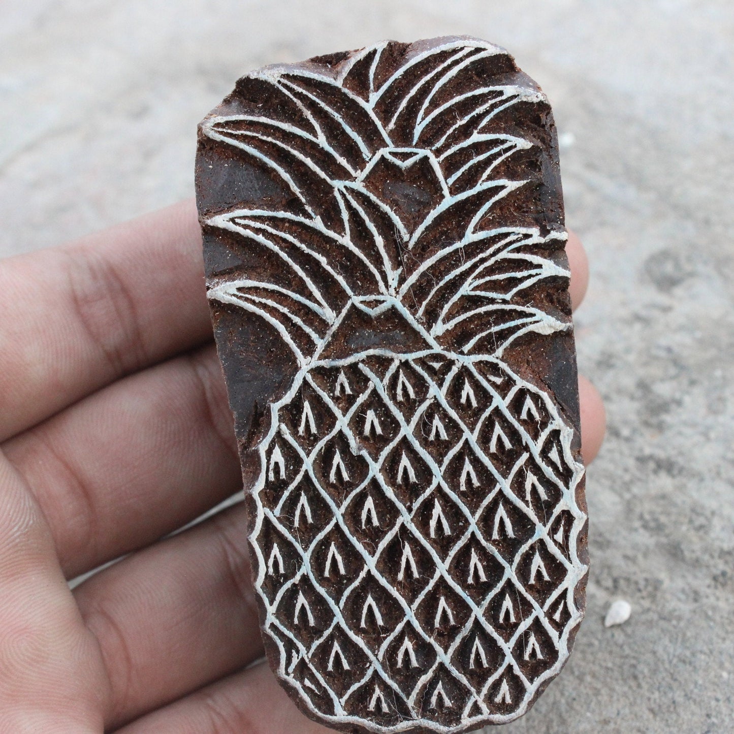 Pineapple Block Print Stamp Beach Wooden Block Fruit Fabric Stamp Indian Fabric Stamp Carve Textile Block For Printing Summer Soap Stamp