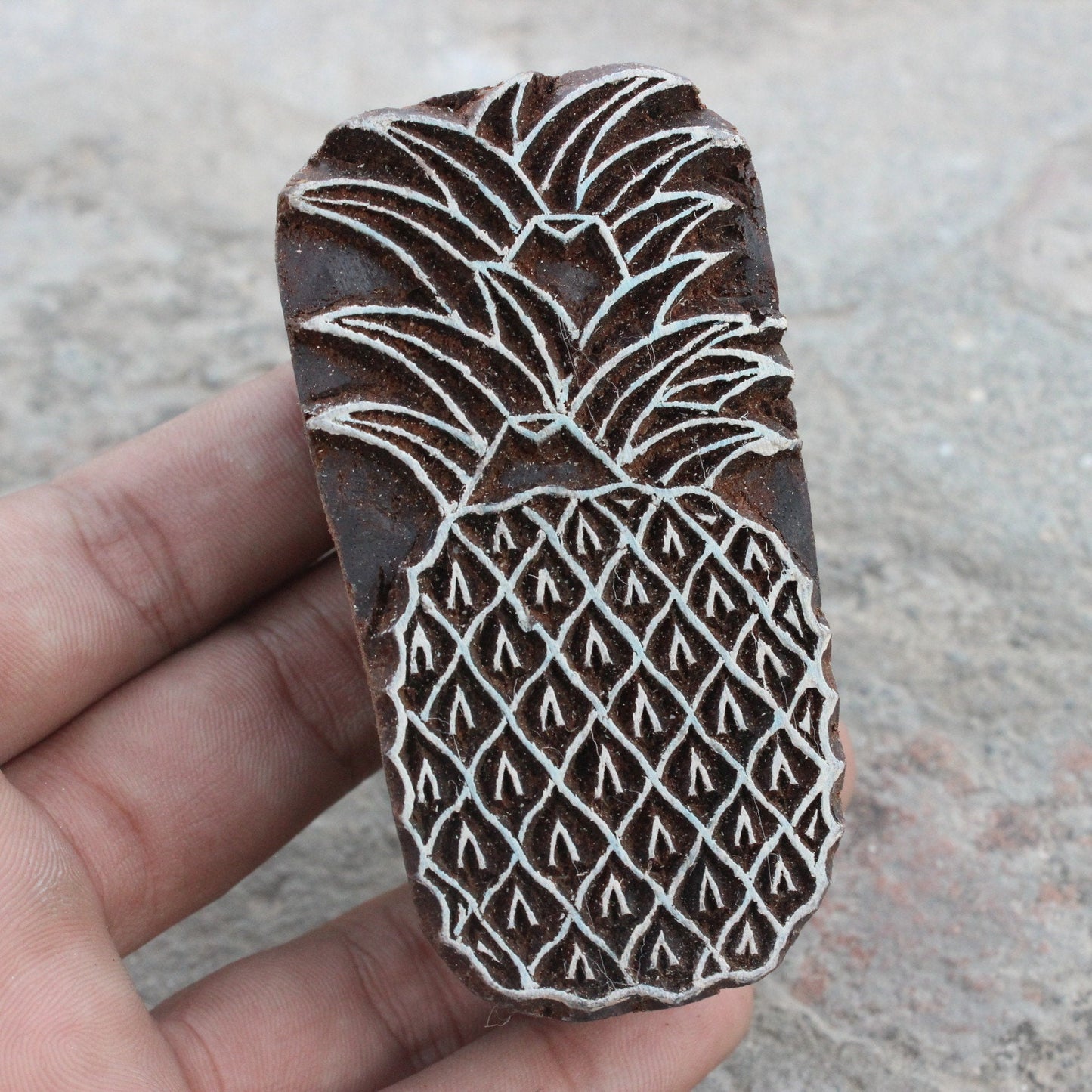 Pineapple Block Print Stamp Beach Wooden Block Fruit Fabric Stamp Indian Fabric Stamp Carve Textile Block For Printing Summer Soap Stamp