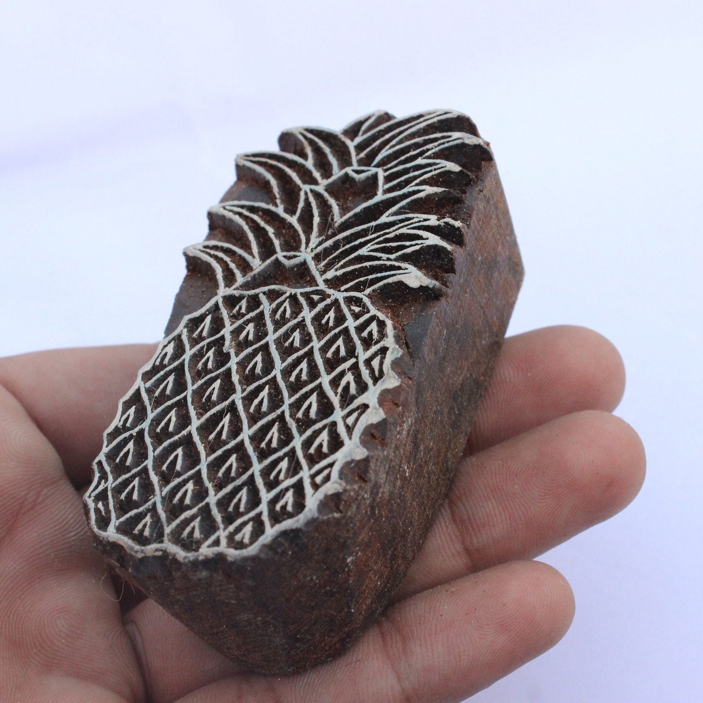 Pineapple Block Print Stamp Beach Wooden Block Fruit Fabric Stamp Indian Fabric Stamp Carve Textile Block For Printing Summer Soap Stamp