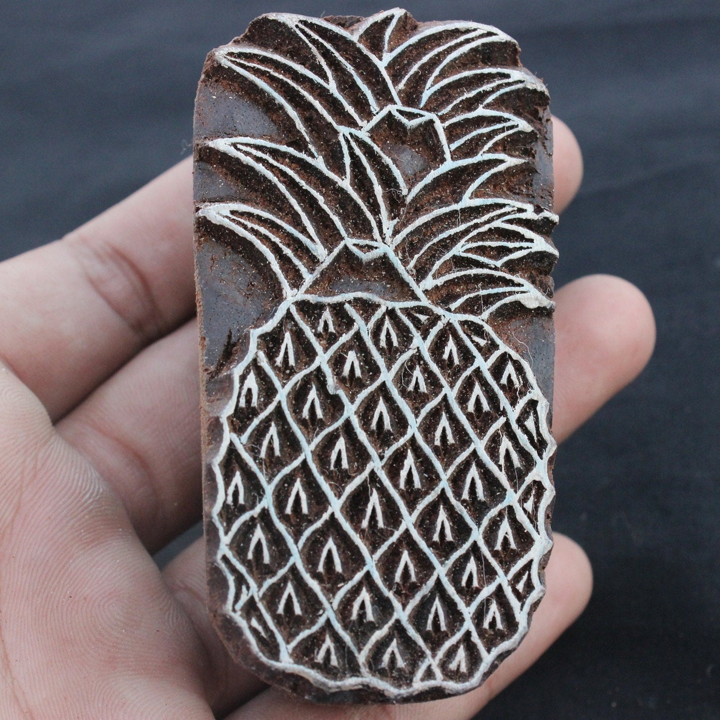 Pineapple Block Print Stamp Beach Wooden Block Fruit Fabric Stamp Indian Fabric Stamp Carve Textile Block For Printing Summer Soap Stamp