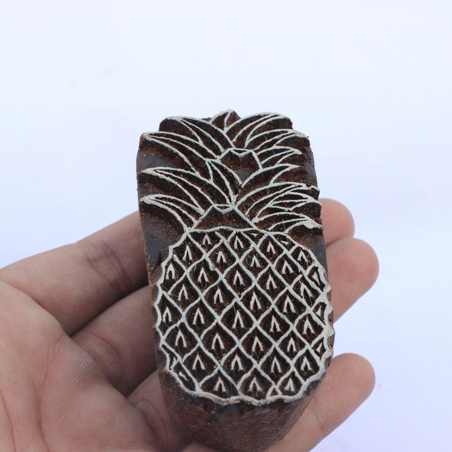 Pineapple Block Print Stamp Beach Wooden Block Fruit Fabric Stamp Indian Fabric Stamp Carve Textile Block For Printing Summer Soap Stamp