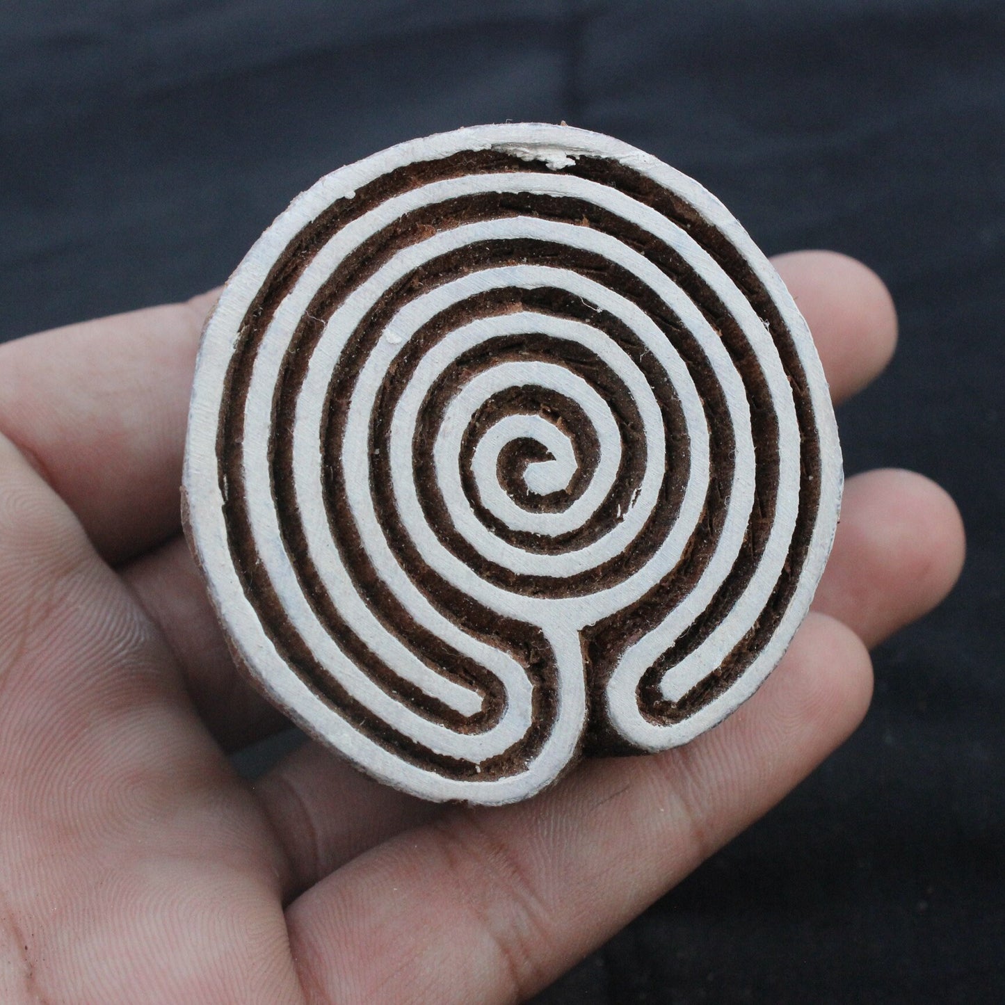 Celtic Fabric Wood Block Print Stamp Hand Carved Wooden Stamp Spiral Wood Block Stamp Carve Block Wood Stamp For Printing Circle Soap Stamp