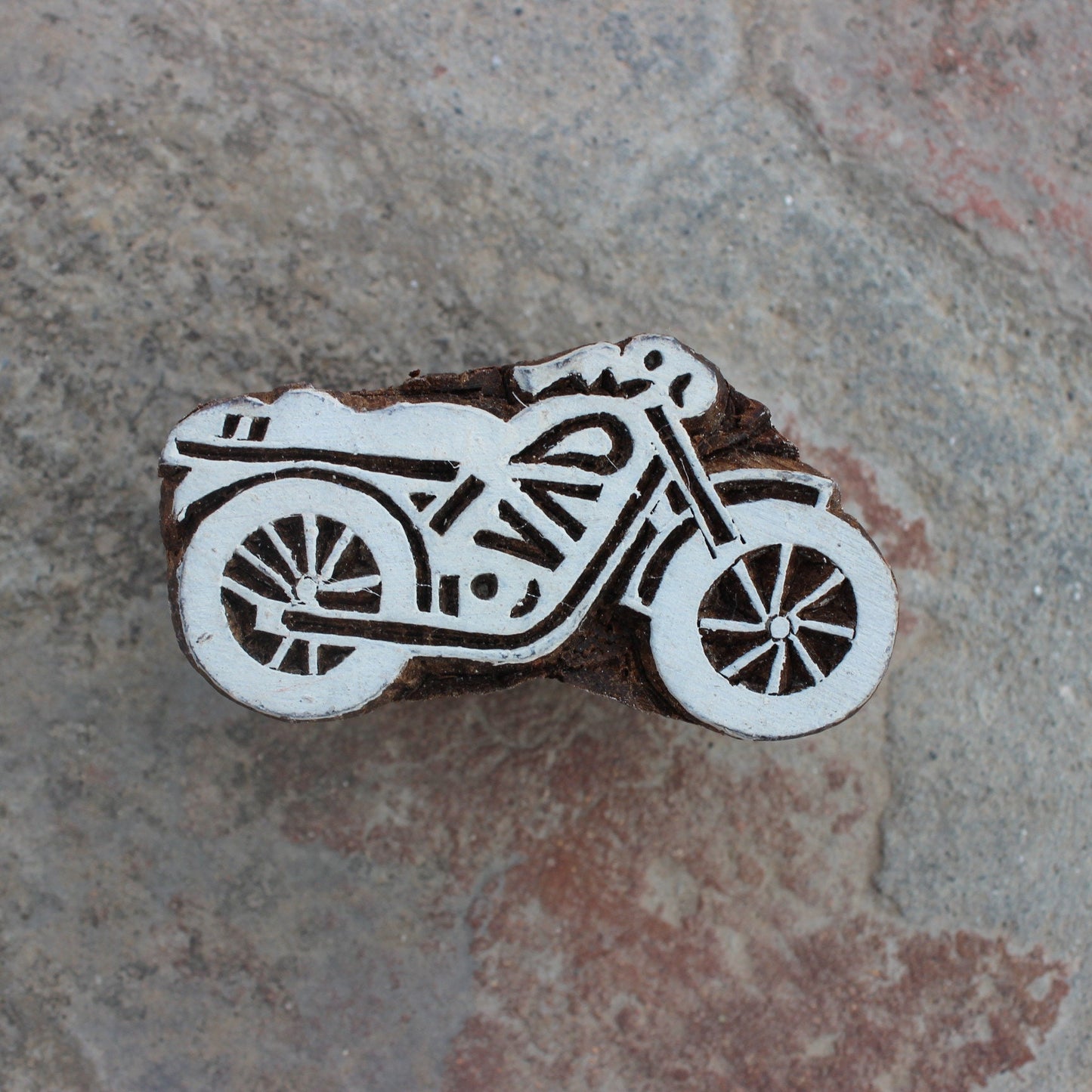 Bike Block Print Stamp Indian Block Print Stamp Motorcycle Wood Block Stamp Carve Textile Block For Printing Vehicle Soap Stamp