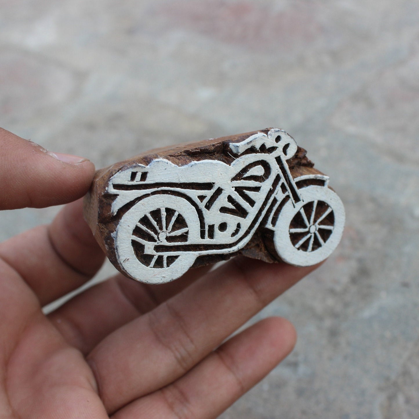 Bike Block Print Stamp Indian Block Print Stamp Motorcycle Wood Block Stamp Carve Textile Block For Printing Vehicle Soap Stamp