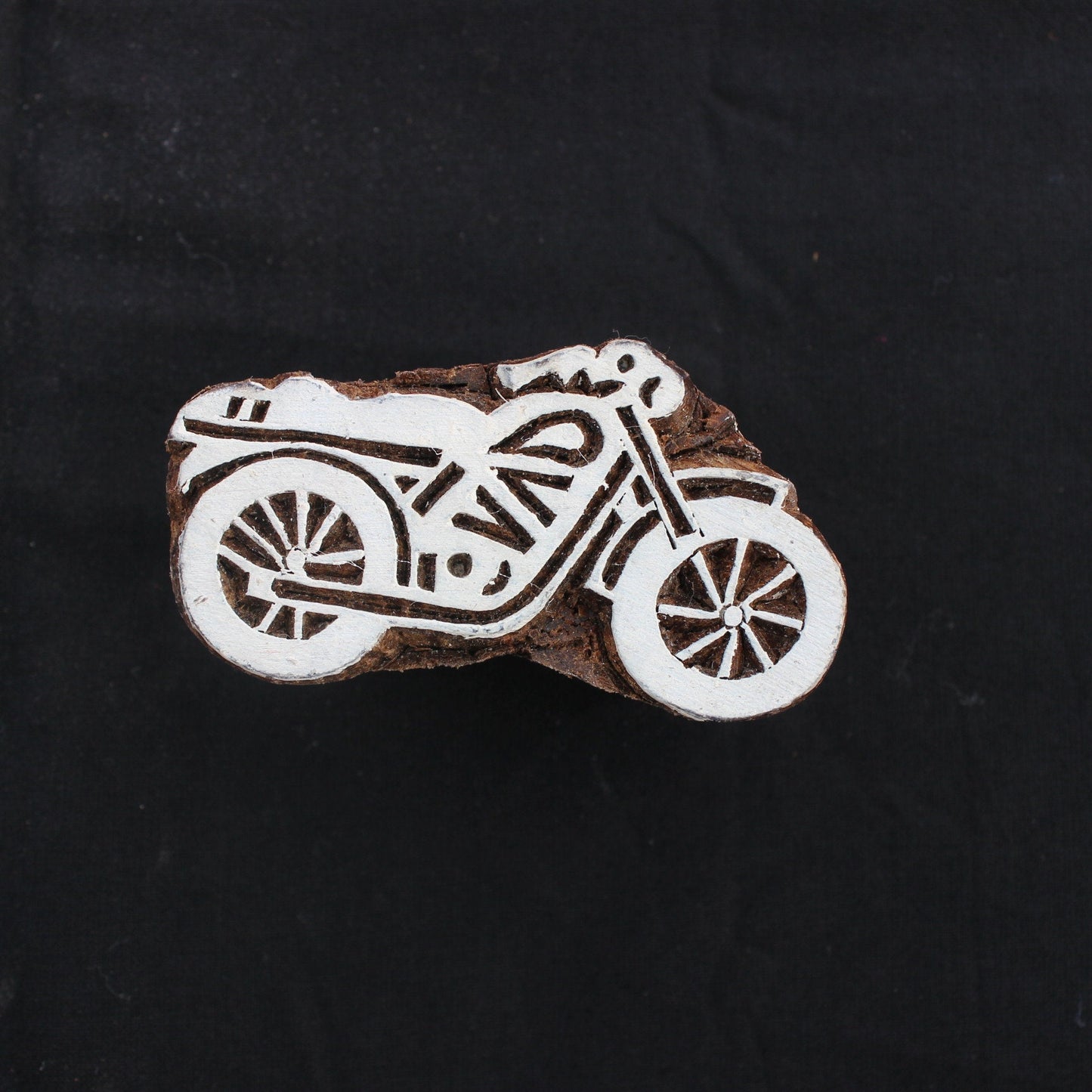 Bike Block Print Stamp Indian Block Print Stamp Motorcycle Wood Block Stamp Carve Textile Block For Printing Vehicle Soap Stamp