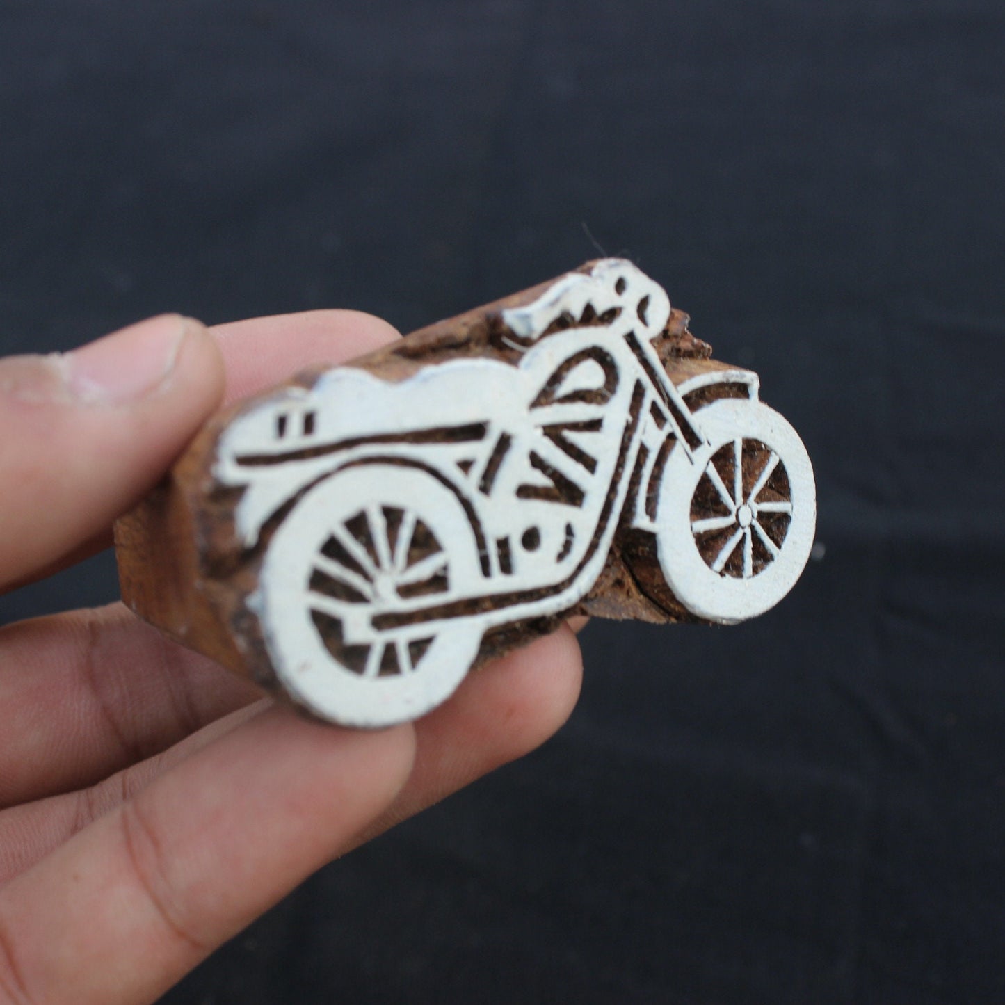 Bike Block Print Stamp Indian Block Print Stamp Motorcycle Wood Block Stamp Carve Textile Block For Printing Vehicle Soap Stamp